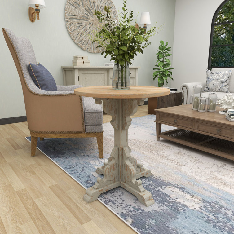 Ophelia & Co. Chambery 29'' Tall Solid Wood Tray Top Pedestal End Table